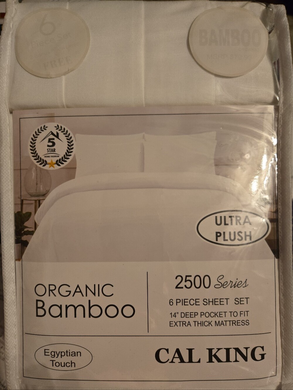 Cal. King White 6 Piece Sheet Set